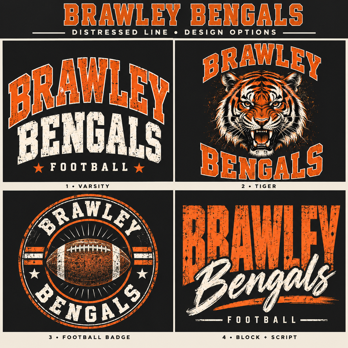 Brawley Bengals Distressed Line design collection
