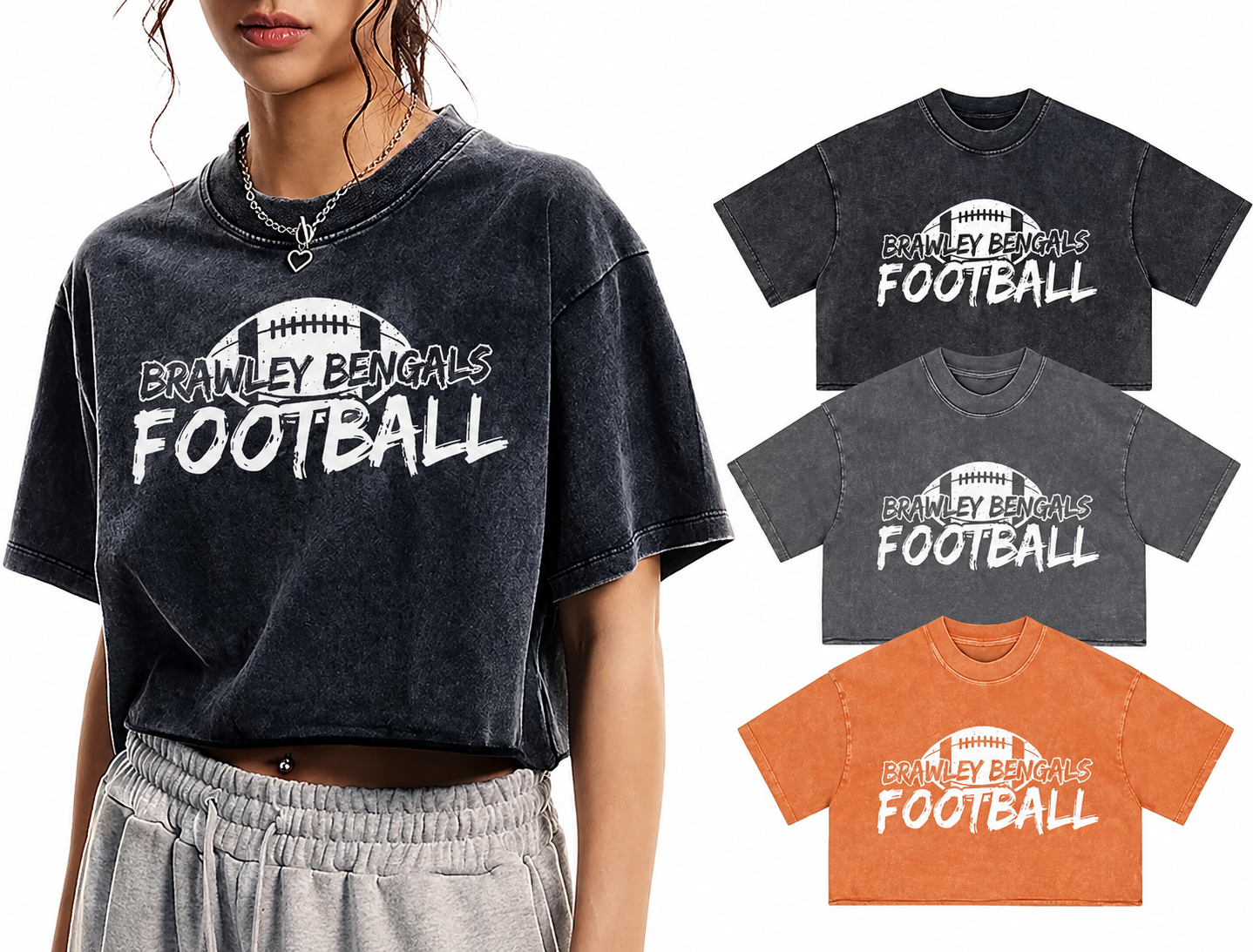 Brawley Bengals Women's Oversized Vintage Crop Tee