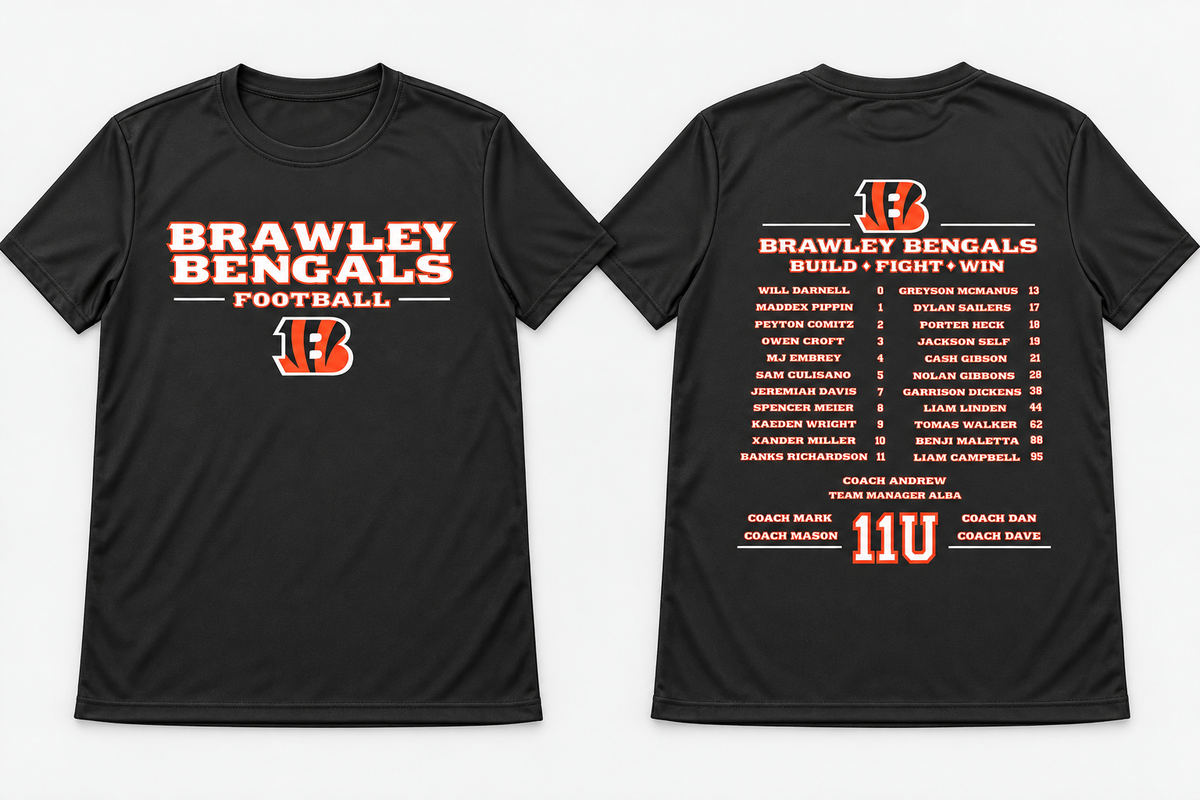 PREORDER TEAM ROSTER SHIRTS BRAWLEY BENGALS