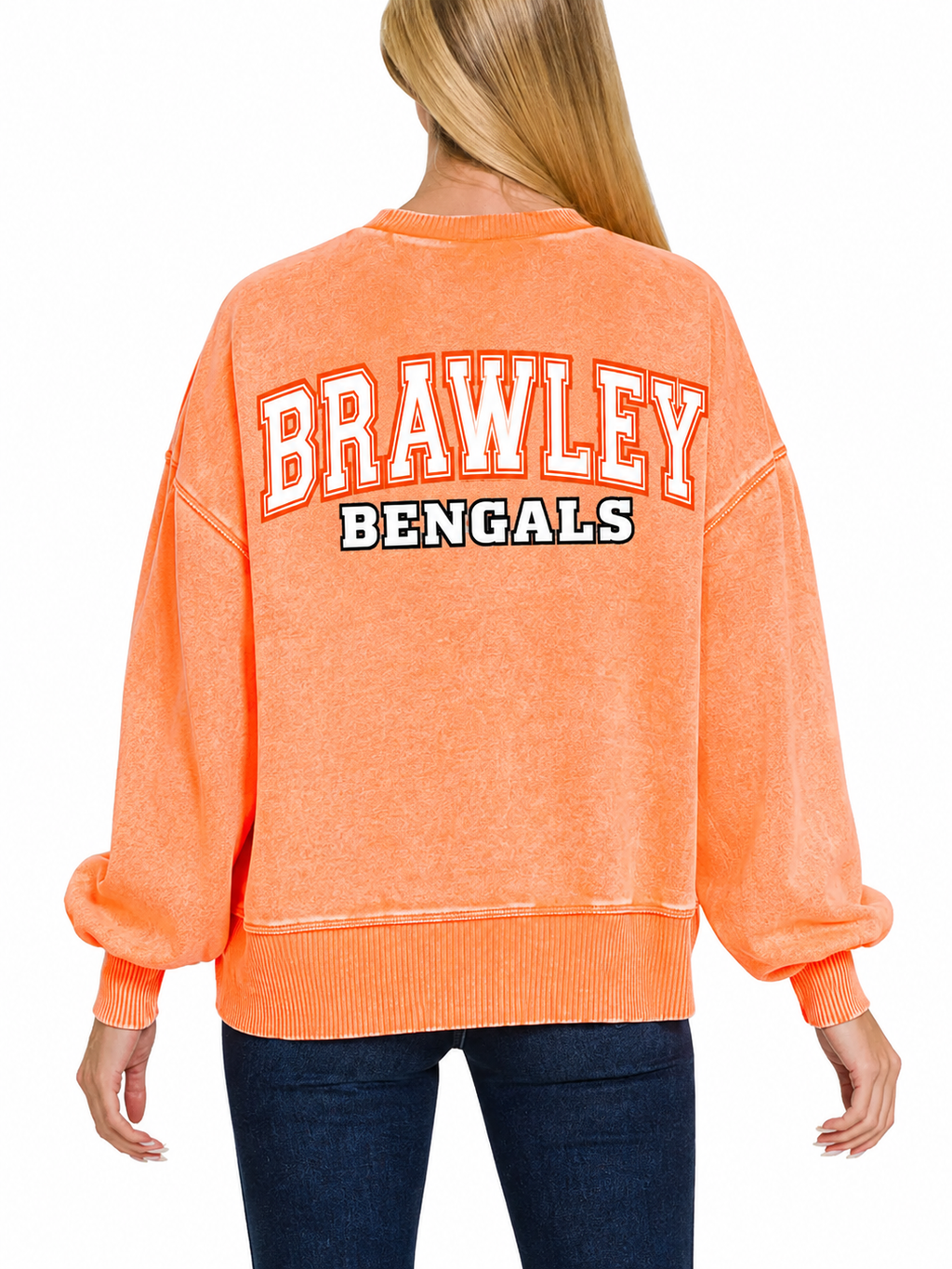 Brawley Bengals Acid Wash Oversized Fleece Pullover