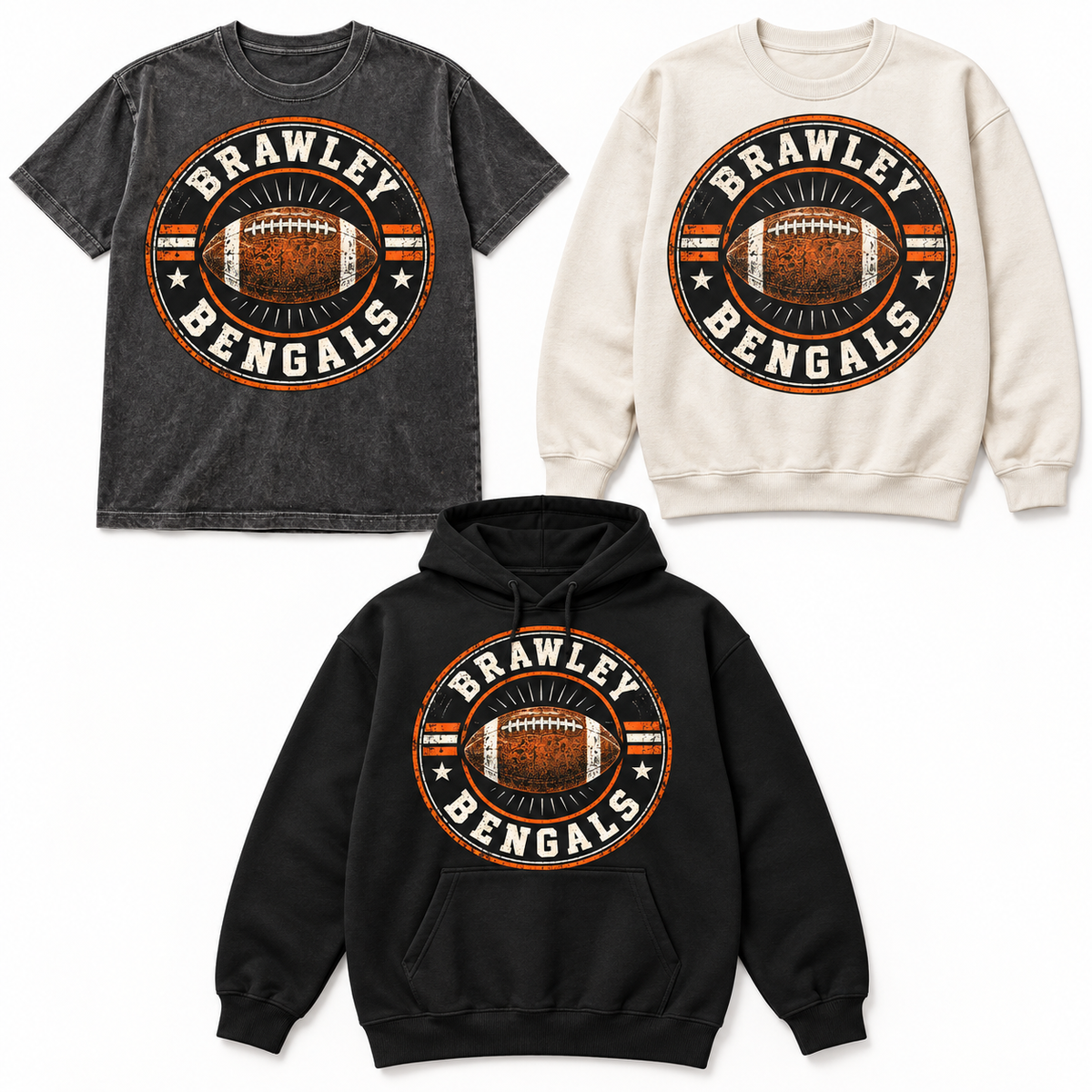 Brawley Bengals Distressed Football Badge