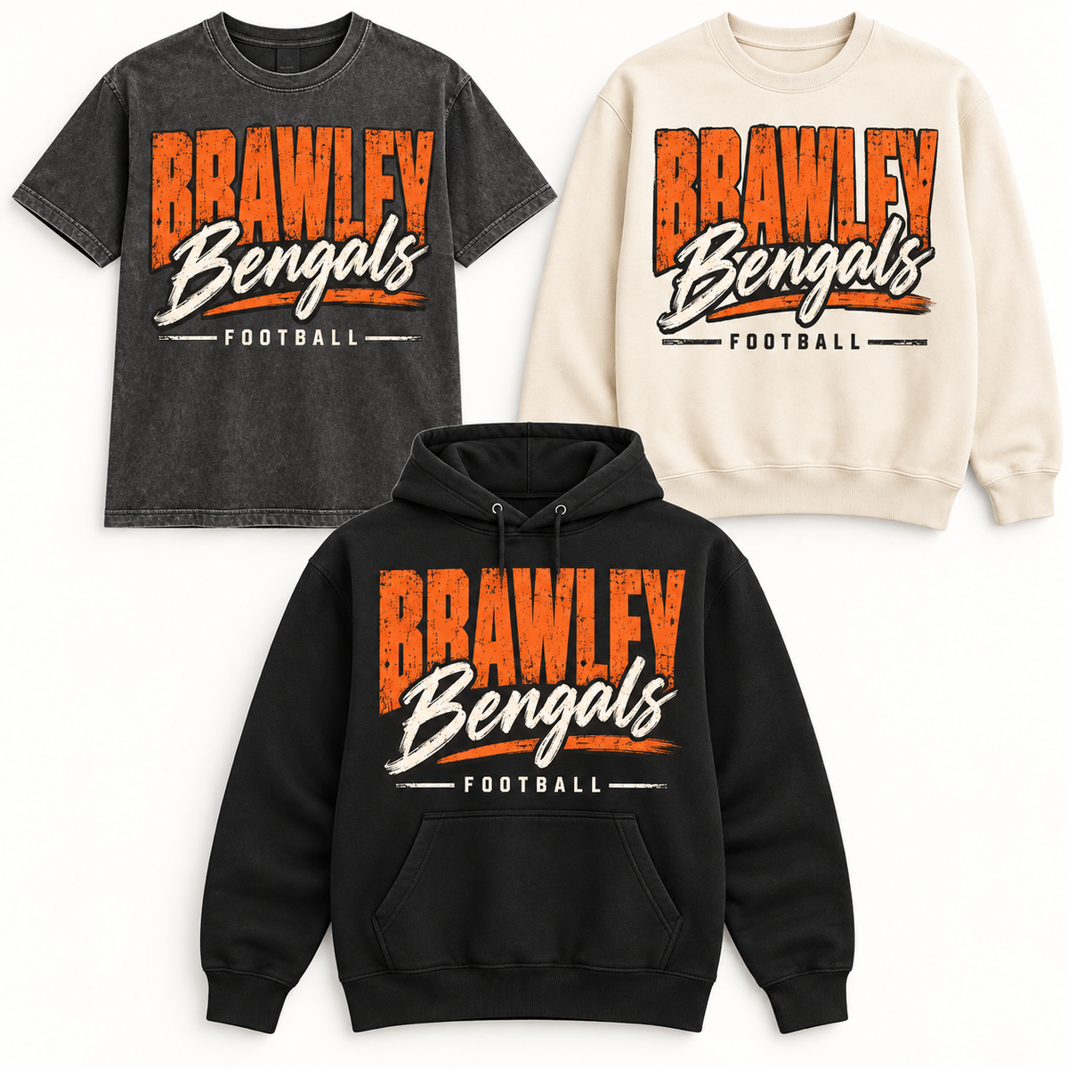 Brawley Bengals Distressed Block and Script