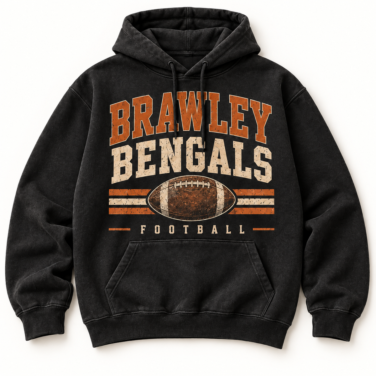 Brawley Bengals Vintage Striped Football Hoodie
